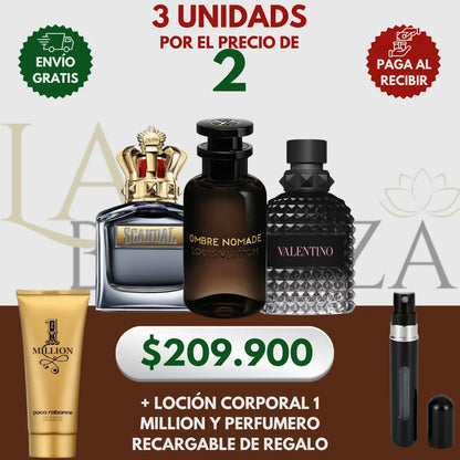 Kit 3 Perfumes Ombre Nomade, Scandal Man, Born in Roma 100ml