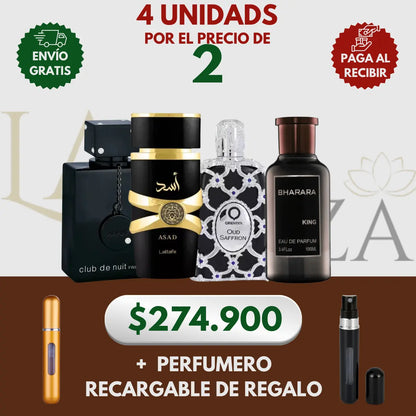 Kit 4 Perfumes Club de Nuit, King, Oud Saffron, Asad